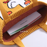Women's Cartoon Crochet Handbag Tote Large Capacity