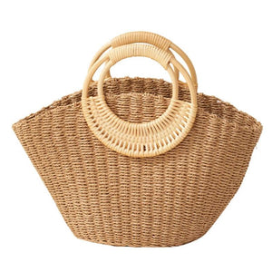 Hand Woven Straw Shoulder Bag for Women, Summer Beach Travel