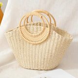 Hand Woven Straw Shoulder Bag for Women, Summer Beach Travel