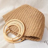 Hand Woven Straw Shoulder Bag for Women, Summer Beach Travel