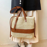 Rattan Woven Handbag Travel Shopper Casual Beach Shoulder Side Bag