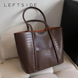 LEFTSIDE Large PU Leather Shoulder Bag for Women Winter Handbags Purses