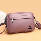 Split Leather Women Shoulder Bag Solid Handbag Mobile Phone Purse