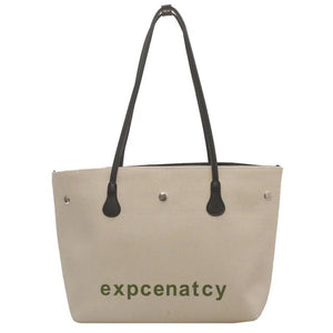 Women's Canvas Shoulder Bags Letter Printed Tote Handbags Large Capacity