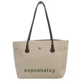 Women's Canvas Shoulder Bags Letter Printed Tote Handbags Large Capacity