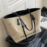 Women's Canvas Shoulder Bags Letter Printed Tote Handbags Large Capacity