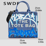 Letter Graffiti Tote Canvas Handbag Shoulder Crossbody Bag