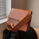 Vintage Wide Strap Underarm Shoulder Bags For Women Push Lock Crossbody Work