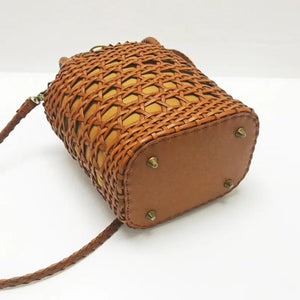 Cowhide Woven Shoulder Bag Hollow Casual Shopping Bag