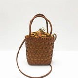 Cowhide Woven Shoulder Bag Hollow Casual Shopping Bag