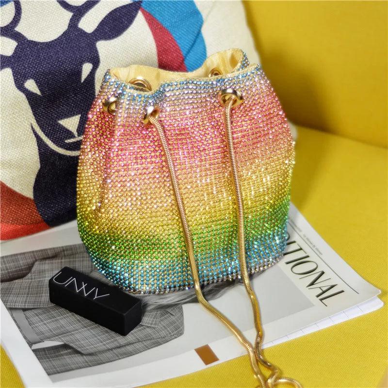 Women's Diamond Shoulder Bag Colored Chain Evening Handbag