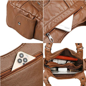 Soft Leather Women's Shoulder Bags Multi-Layer Crossbody Bag