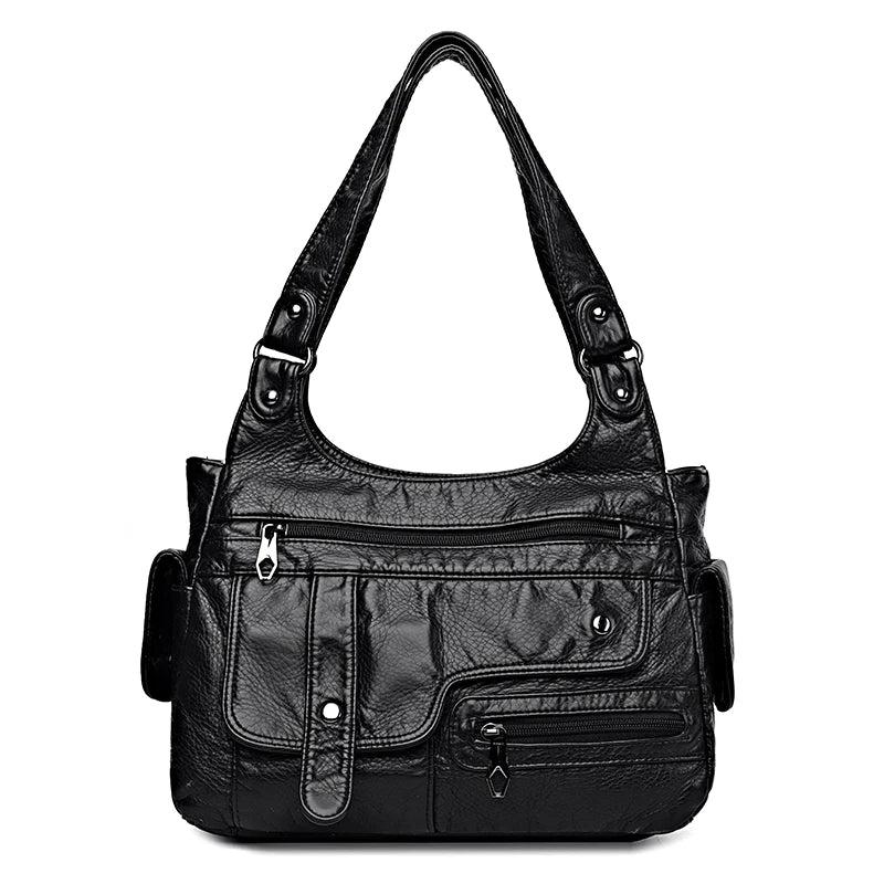 Soft Leather Women's Shoulder Bags Multi-Layer Crossbody Bag