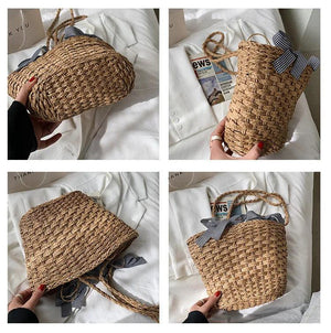 Straw Shoulder Bag National Style Bucket Women Bag