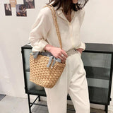 Straw Shoulder Bag National Style Bucket Women Bag