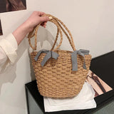 Straw Shoulder Bag National Style Bucket Women Bag