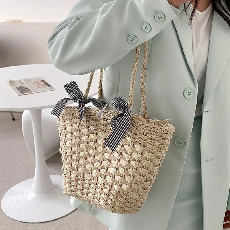 Straw Shoulder Bag National Style Bucket Women Bag