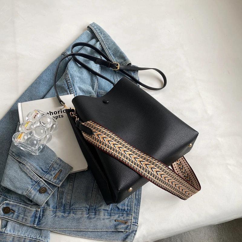 Spring Women's PU Leather Crossbody Bag with Double Shoulder Straps