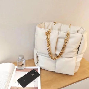 Thick Chain Sponge Fabric Shoulder Bag Women Tote Bag Autumn Large Capacity Bags
