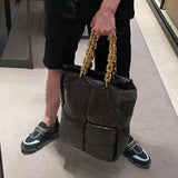 Thick Chain Sponge Fabric Shoulder Bag Women Tote Bag Autumn Large Capacity Bags