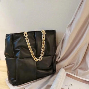 Thick Chain Sponge Fabric Shoulder Bag Women Tote Bag Autumn Large Capacity Bags