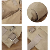 Canvas Tote Shoulder Bag Large Casual Handbag Zipper Khaki Rice
