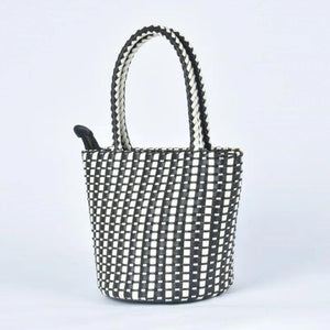 Hand-Woven Japanese Bucket Bag with Spring Leather