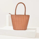 Hand-Woven Japanese Bucket Bag with Spring Leather