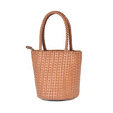 Hand-Woven Japanese Bucket Bag with Spring Leather