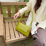 Green Leather Shoulder Bag Vintage Female Handbag