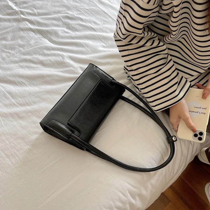 Green Leather Shoulder Bag Vintage Female Handbag