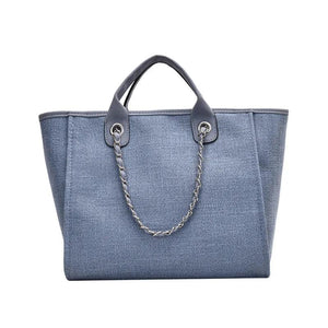 Casual Canvas Tote Chains Women Handbags Lady Shoulder Bags