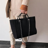 Casual Canvas Tote Chains Women Handbags Lady Shoulder Bags