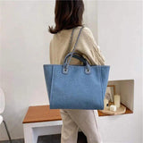 Casual Canvas Tote Chains Women Handbags Lady Shoulder Bags