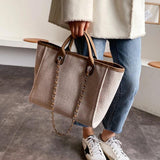 Casual Canvas Tote Chains Women Handbags Lady Shoulder Bags