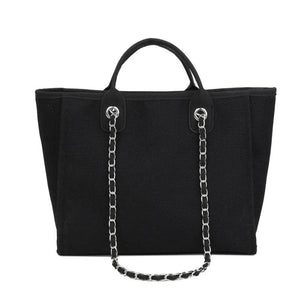 Casual Canvas Tote Chains Women Handbags Lady Shoulder Bags