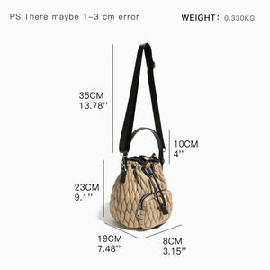 Nylon Quilted Buckets Bag Padded Women Handbags Down Cotton Shoulder Crossbody B