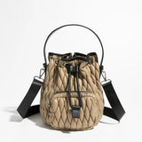 Nylon Quilted Buckets Bag Padded Women Handbags Down Cotton Shoulder Crossbody B