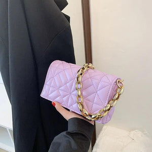 Quilted Handbag Chain Shoulder Bag PU Leather Envelope