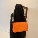 Quilted Handbag Chain Shoulder Bag PU Leather Envelope