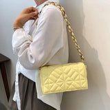 Quilted Handbag Chain Shoulder Bag PU Leather Envelope