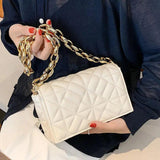 Quilted Handbag Chain Shoulder Bag PU Leather Envelope
