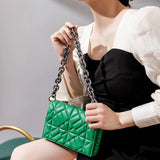 Quilted Handbag Chain Shoulder Bag PU Leather Envelope