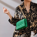 Quilted Handbag Chain Shoulder Bag PU Leather Envelope