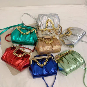 Women Shoulder Bag Tote PU Leather Crossbody Bag Small Thick Chain