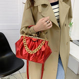 Women Shoulder Bag Tote PU Leather Crossbody Bag Small Thick Chain