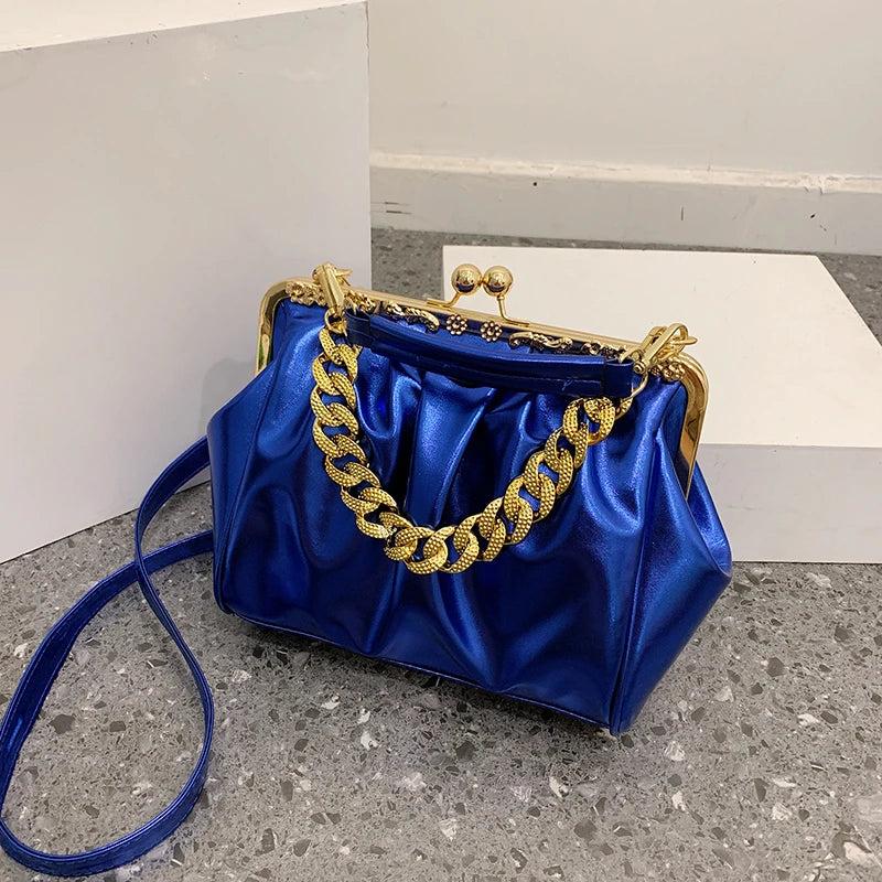 Women Shoulder Bag Tote PU Leather Crossbody Bag Small Thick Chain