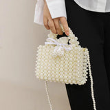 Woven Pearls Bag Shoulder Bags for Women Small Beading Handbags