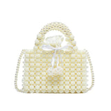 Woven Pearls Bag Shoulder Bags for Women Small Beading Handbags