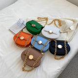 Trendy Women's Stripe PU Leather Handbag with Solid Chain Saddle Shoulder Bag